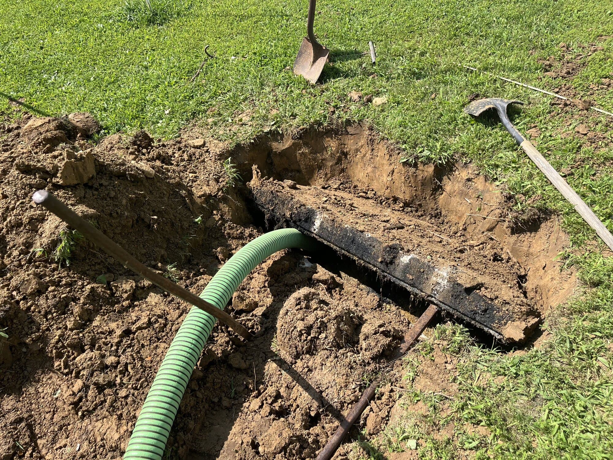 Septic tank being pumped out during routine scheduled maintenance